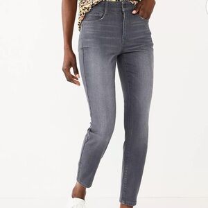 Nine West High Rise Skinny Sculpting Jeans in Gray NEW